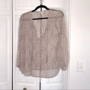 Joie Sheer Boho Tunic Blouse with Tassel Tie